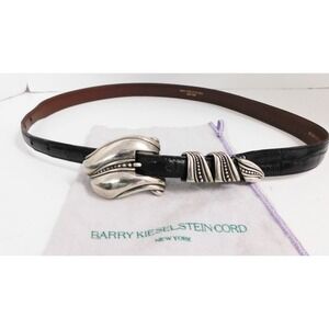 KIESELSTEIN CORD STERLING 3 PIECE PECOS CONCHAS BUCKLE & ALLIGATOR BELT 28-37 in